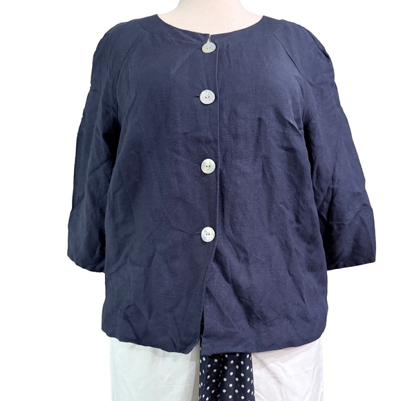 🌸 Plus Size 18 Coldwater Creek Linen Blend Two-Piece Set – Navy and White - Picture 9 of 9